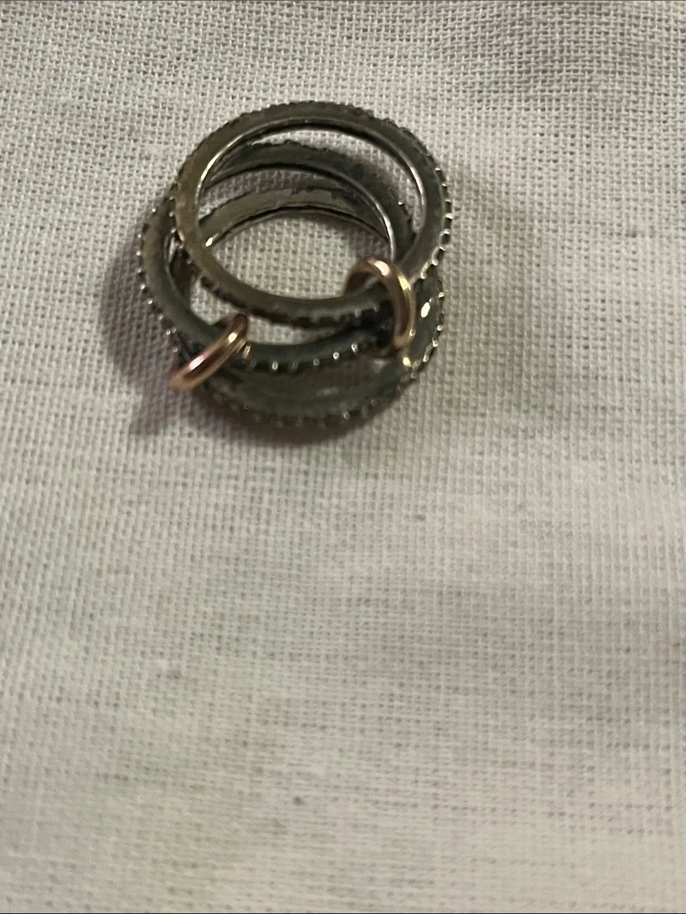 Elegant Triple-Band Pavé Ring with Gold Accents - Diamond Stones